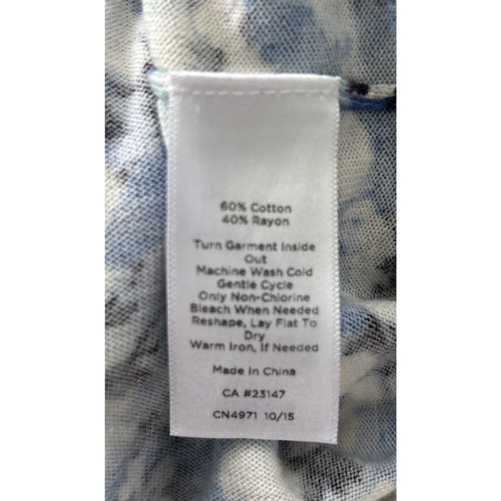 Talbots Petites Blue Floral Cardigan Size P/XS Scoop Neck 3/4 Sleeve Lightweight - Picture 6 of 6